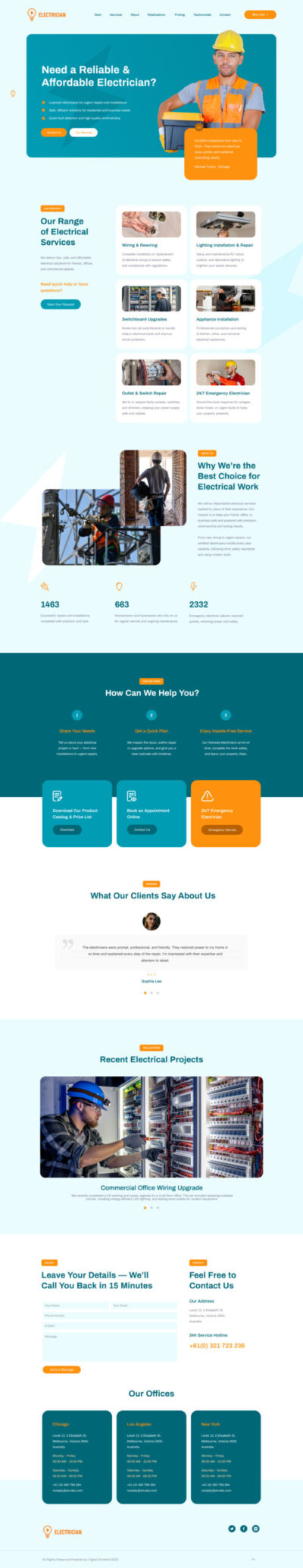Electrician website template 1 Electrician website template 1