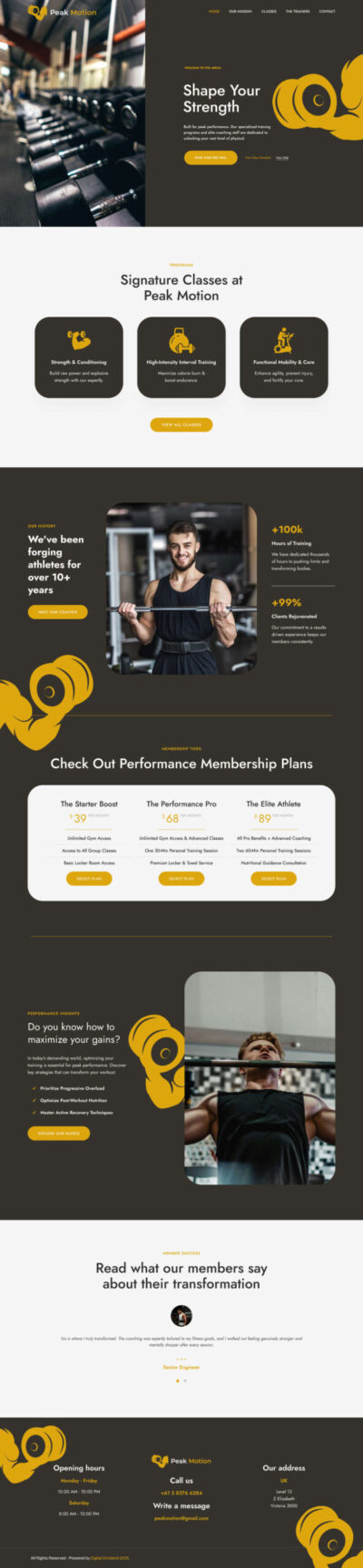 Gym website template 2