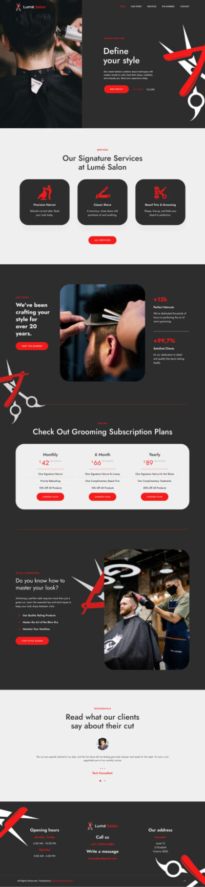 Hair Salon website template 2