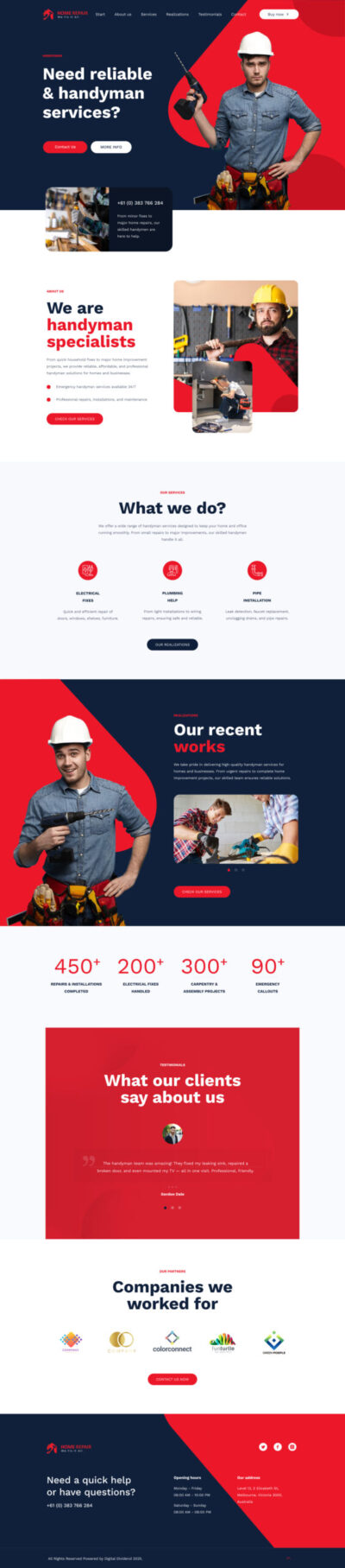 Handyman website template 2