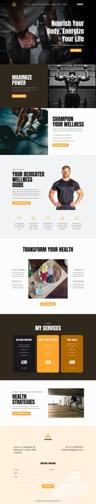 Health coaches website template 2