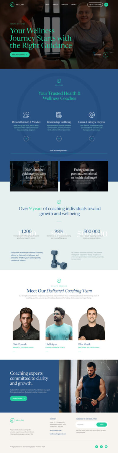 Health coaches website template 4