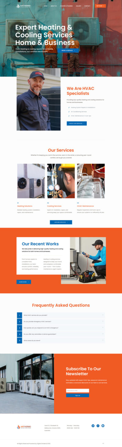 Heating &amp; cooling website template 3