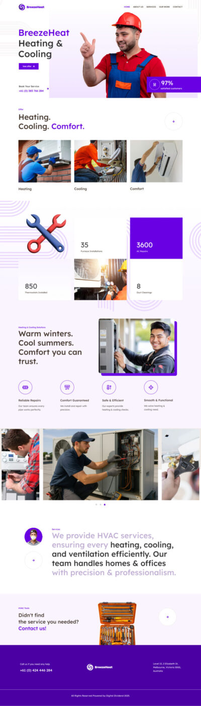 Heating &amp; cooling website template 5
