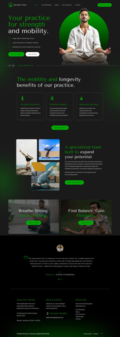 Yoga Studios website template 1
