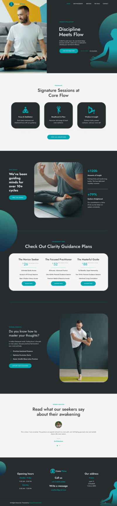 Yoga Studios website template 2