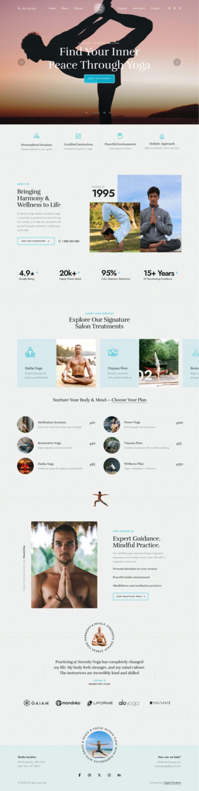 Yoga Studios website template 4